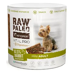 RAW PALEO Vital Pro Digestion Rabbit Mini 100g monoproteininis funkcionalus skanėstas virškinimui šunims