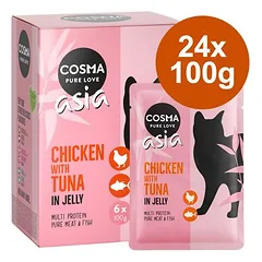 Cosma Asia šviežio maisto maišeliai, drėgnas maistas katėms, ekonominė pakuotė 24 x 100 g