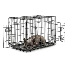 lionto faltbare Hundetransportbox aus Metall mit herausnehmbarer Bodenwanne