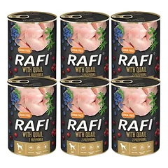 DOLINA NOTECI RAFI Quail su putpelėmis šlapias maistas šunims 6x400g