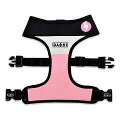 Dashi Stripes Pink & Black Neo Mesh Petnešos - nesmaugiančios, dvipusės šuns petnešos iš neopreno, su juostelėmis