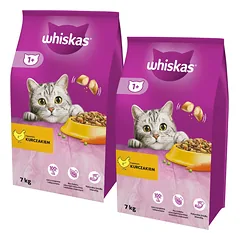WHISKAS Adult 2x7kg - sausas kačių maistas su vištiena ir daržovėmis 