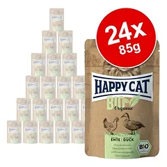 Happy Cat Bio Pouch drėgnas maistas katėms, ekonominė pakuotė 24 x 85 g
