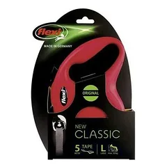 Flexi New Classic ritininis pavadėlis šunims L (juosta) 5 m, raudonas — 2 nuotrauka