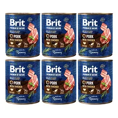 BRIT Premium by Nature 6x800 g kiaulienos ir stemplės natūralus maistas šunims