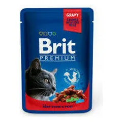 Brit Premium Cat troškinys su jautiena ir žirneliais, drėgnas maistas katėms 100 g — 2 nuotrauka