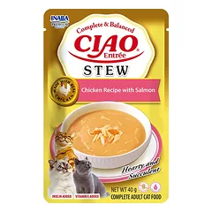 CIAO Entree Stew konservai katėms su vištiena ir lašiša,40g