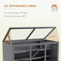 Nykštukinių žiurkėnų narvelis, graužikų narvas, medinis, užrakinamas, lengvai prižiūrimas, 115 x 57 x 55 cm, pilkas — 5 nuotrauka