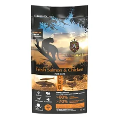 AMBROSIA Fresh Salmon & Chicken Sterilized Cat & Kitten – begrūdis sausas maistas katėms su lašiša ir vištiena