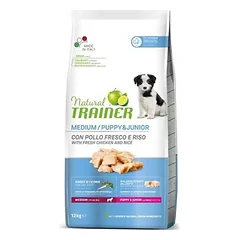 Natural Trainer MEDIUM PUPPY/JUNIOR Su Vištiena sausas pašaras šunims iki 1 metų