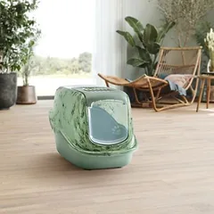 Savic kačių tualetas Nestor Marble, marmurinė balta-pilka / juoda — 4 nuotrauka