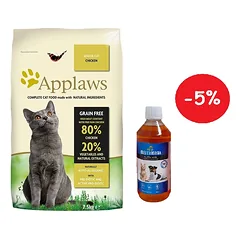 Applaws Senior Chicken sausas maistas 7,5kg + LAB V Lašišų aliejus šunims ir katėms 500ml