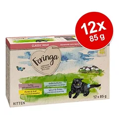 Feringa Classic Meat meniu Kitten maišeliai, drėgnas maistas kačiukams 12 x 85 g — 1 nuotrauka