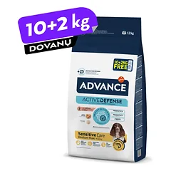Advance Sensitive Sausas pašaras suaugusiems vidutinių ir didelių veislių šunims su lašiša ir ryžiais 10 kg + 2 kg