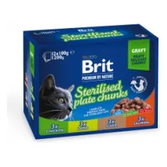 Brit Premium Cat konservuotas pašaras katėms maiš. Sterilised Plate 1200g (12x100g)