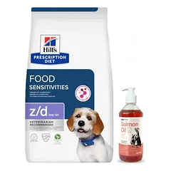 HILL'S PD Prescription Diet Canine z/d Maisto jautrumas Mažai riebalų 3 kg + LAB V Lašišų aliejus šunims ir katėms 500ml