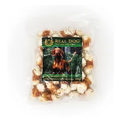 Real Dog odos kaulas, apvyniotas vištiena, skanėstai šunims 500 g parduotuvėje ramiosblusos.lt