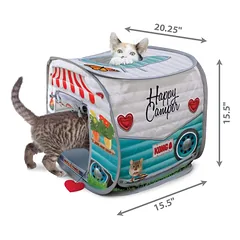 KONG Play Spaces Camper kačių palapinė su kabamu žaislu ir katžole, 51.44×39.37×39.37 cm — 4 nuotrauka