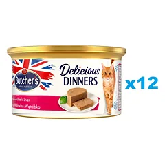 BUTCHER'S Classic Delicious Dinners konservai su kepenimis ir jautiena 85 g x 12
