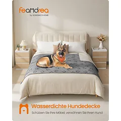 Neperšlampama šunų antklodė su neslystančiu pagrindu, pilkšvai rusva, 208 × 132 cm — 2 nuotrauka