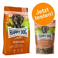 Happy Dog Kombi-Paket:  Supreme Sensible 10 / 12,5 kg + 5 x 100 g Soft Snack