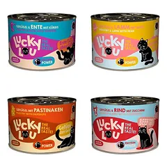 Lucky Lou Adult drėgnas maistas katėms, bandomasis rinkinys 6 x 200 g