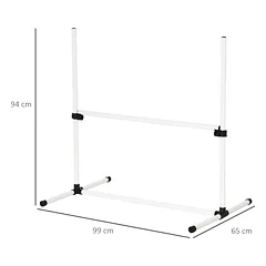 Agility rinkinys šunims, 4 komplektai, reguliuojamo aukščio barjerai, su nešiojimo krepšiu, baltas — 3 nuotrauka