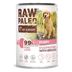 RAW PALEO Pork Lamb Puppy 400g drėgnas kiaulienos ir ėrienos ėdalas šuniukams