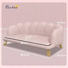 Sofa vidutinio dydžio ir dideliems šunims iki 25 kg, su medinėmis kojelėmis, paminkštinta, rožinė — 3 nuotrauka
