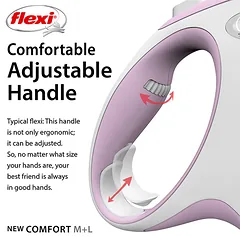 FLEXI pavadėlis šuniui New Comfort M juostinis 5m, rožinis — 5 nuotrauka