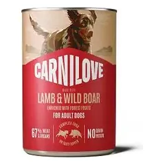 Carnilove Wild Meat Lamb&Wild Boar begrūdis, drėgnas maistas šunims, 400 g