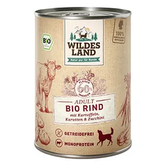 WILDES LAND Bio beef konservuotas begrūdis pašaras suaugusiems šunims su ekologiška jautiena, 400 g