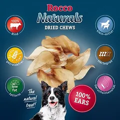 Rocco mišrus bandomasis rinkinys, jautienos ausys ir jaučio sausgyslės, skanėstai šunims, 10 jautienos ausų + 5 jaučių varpos — 4 nuotrauka