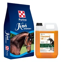 Purina Sport Horse 25kg + Lab-v Linų sėmenų aliejus – 100 % šalto spaudimo linų sėmenų aliejus arkliams 5000 ml