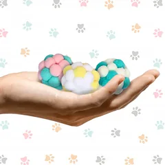 Pliušinis žaislas katei, kamuoliukas 4,6 cm - 6 vnt. — 4 nuotrauka