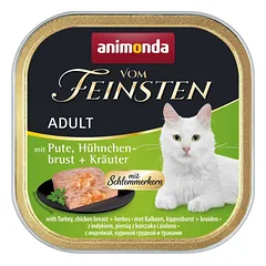 ANIMONDA Cat Vom Feinsten suaugusiems katėms su įdaru: kalakutiena, vištienos krūtinėlė ir žolelės, 100 g