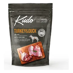 Kudo Turkey & Duck Medium Maxi Adult šaltai spaustas sausas maistas suaugusiems vidutinių ir didelių veislių šunims, 3 kg