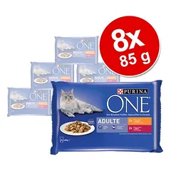 PURINA ONE drėgnas maistas katėms, ekonominė pakuotė 8 x 85 g