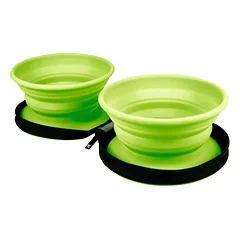 Kiwi Walker Double Travel Bowl - kelioninis dubuo šunims ir katėms, silikoninis, Niebieski / 2x350ml — 4 nuotrauka