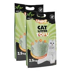 UNIQ PETS biologiškai skaidžios kačių kraikas TOFU, 2x2,5 kg, žaliosios arbatos aromatas