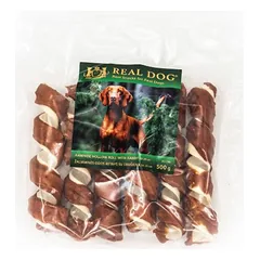 REAL DOG SNACKS žaliaminės odos spyruoklė su triušiena, 500 g