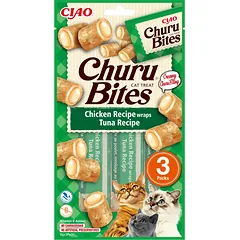 INABA Churu kąsneliai katėms su vištienos ir tuno skoniu 3x10g