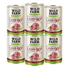 WILD FARM PURE MONO Ėriukų šuniukų 6x400 g vienos rūšies baltymų šunų maistas
