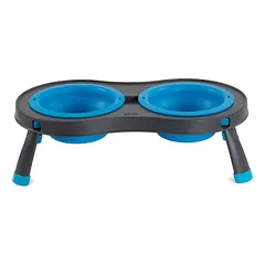 Dexas Double Elevated Feeder Small - sulankstomas pakeltas šuns dubuo, mažas, Szary — 3 nuotrauka