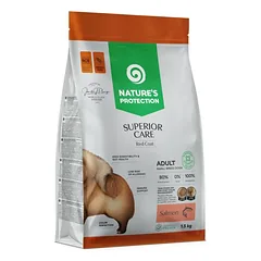 Nature's Protection Superior Care suaugusių, mažų veislių raudonkailių šunų sausas begrūdis pašaras su lašiša, 1,5 kg | 1 — 2 nuotrauka