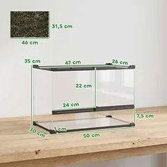 Roplių terariumas, 48 l, uolų imitacijos fonas, 50 × 35 × 30 cm — 3 nuotrauka