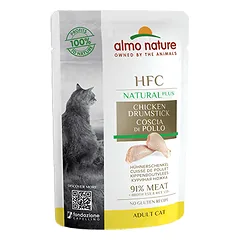 Almo Nature HFC Natural Plus Vištienos šlaunelės konservai suaugusiems katėms su vištiena, 55 g
