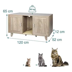 Kačių tualeto spintelė Relaxdays, XXL, 2 skyriai, 120 × 65 × 52 cm — 4 nuotrauka