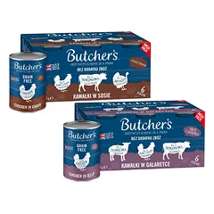 BUTCHER'S Original Recipe Mix 12x400 g skonių padažas (jautienos, kalakutienos ir vištienos), želė (jautienos, ėrienos ir vištienos)