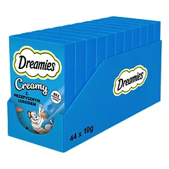 DREAMIES Kreminis papildomas ėdalas su gardžia lašiša katėms 44x10 g